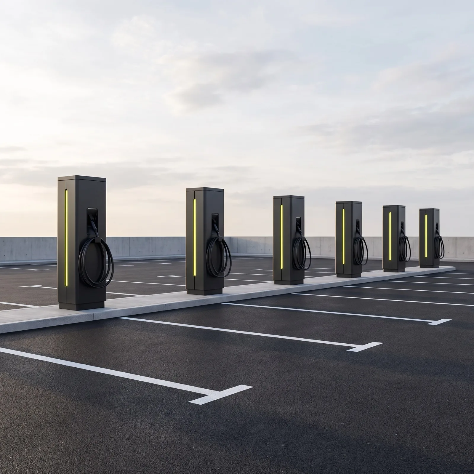 Cargadores eléctricos en un aparcamiento